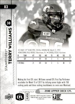 2018 Upper Deck CFL #83 Terry Williams Back