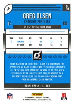 2018 Donruss - Jersey Number #39 Greg Olsen Back