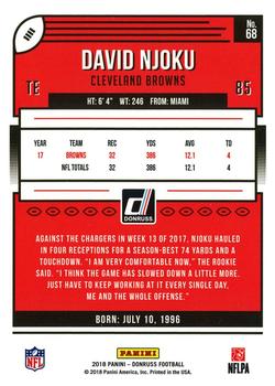 2018 Donruss - Jersey Number #68 David Njoku Back