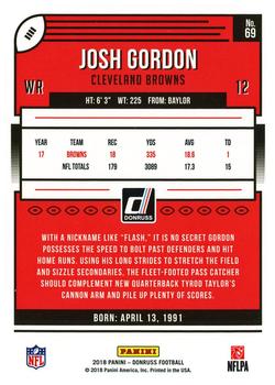2018 Donruss - Jersey Number #69 Josh Gordon Back