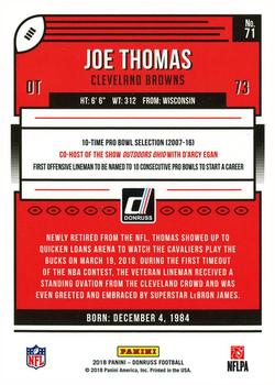 2018 Donruss - Jersey Number #71 Joe Thomas Back