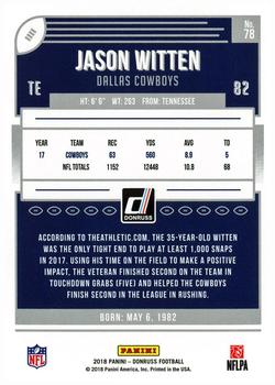 2018 Donruss - Jersey Number #78 Jason Witten Back