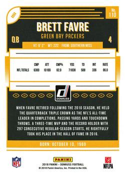 2018 Donruss - Jersey Number #110 Brett Favre Back