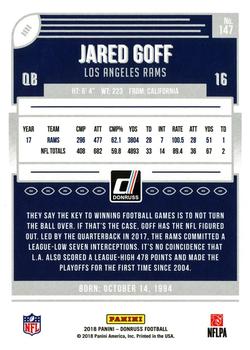 2018 Donruss - Jersey Number #147 Jared Goff Back