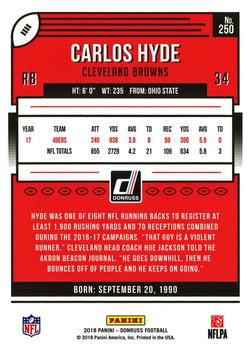 2018 Donruss - Jersey Number #250 Carlos Hyde Back