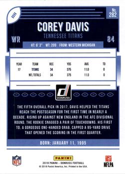 2018 Donruss - Jersey Number #282 Corey Davis Back
