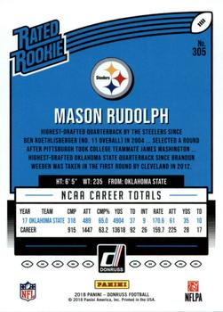 2018 Donruss - Jersey Number #305 Mason Rudolph Back