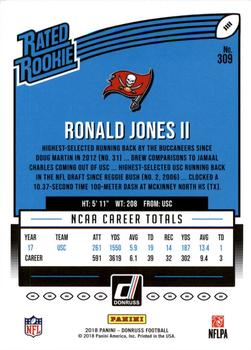 2018 Donruss - Jersey Number #309 Ronald Jones II Back
