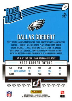 2018 Donruss - Jersey Number #347 Dallas Goedert Back