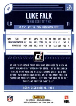 2018 Donruss - Press Proof Black #382 Luke Falk Back