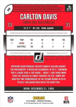 2018 Donruss - Press Proof Blue #377 Carlton Davis Back