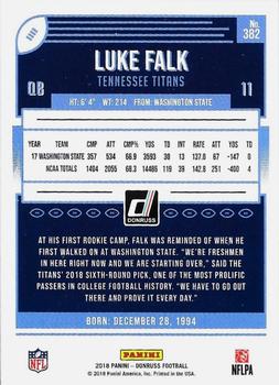 2018 Donruss - Press Proof Blue #382 Luke Falk Back