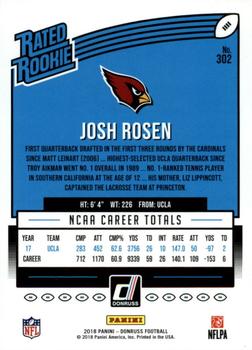2018 Donruss - Press Proof Gold #302 Josh Rosen Back