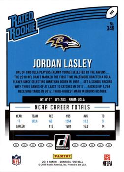 2018 Donruss - Press Proof Gold #349 Jordan Lasley Back