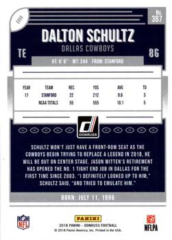 2018 Donruss - Press Proof Green #387 Dalton Schultz Back