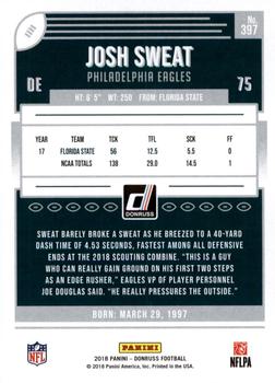 2018 Donruss - Press Proof Green #397 Josh Sweat Back