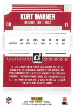 2018 Donruss - Press Proof Red #9 Kurt Warner Back