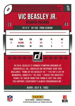2018 Donruss - Press Proof Silver #15 Vic Beasley Jr. Back