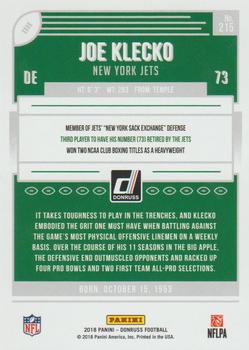 2018 Donruss - Season Stat Line #215 Joe Klecko Back
