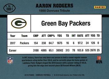 2018 Donruss - 1988 Tribute Holo #1988-1 Aaron Rodgers Back