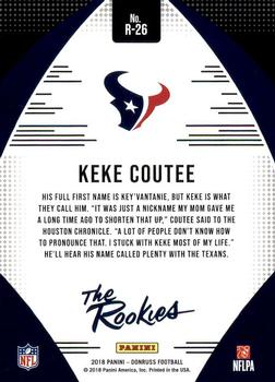 2018 Donruss - The Rookies #R-26 Keke Coutee Back