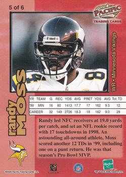 2000 Hasbro/Pacific Starting Lineup Cards Elite #5 Randy Moss Back