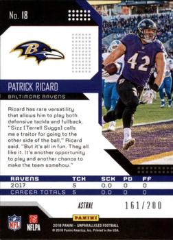 2018 Panini Unparalleled - Astral #18 Patrick Ricard Back