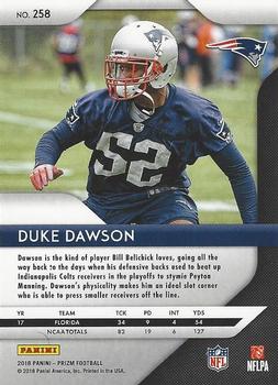 2018 Panini Prizm #258 Duke Dawson Back