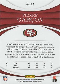 2018 Panini Immaculate Collection #92 Pierre Garcon Back