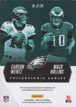 2018 Panini Absolute - Cleat Combos #CC-CW Mack Hollins  / Carson Wentz Back