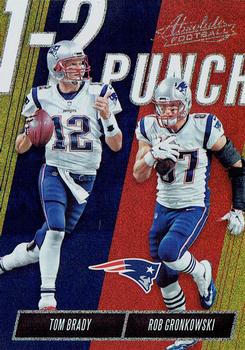 2018 Panini Absolute - 1-2 Punch Spectrum Gold #OTP-TR Tom Brady / Rob Gronkowski Front