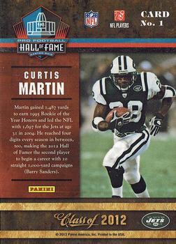2012 Panini Pro Football Hall of Fame #1 Curtis Martin Back