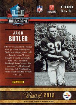 2012 Panini Pro Football Hall of Fame #6 Jack Butler Back