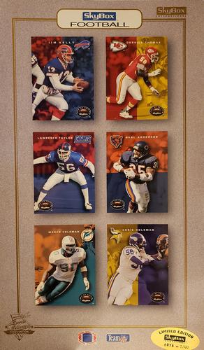 1993 SkyBox Premium - Promo Panels #NNO Jim Kelly / Derrick Thomas / Lawrence Taylor / Neal Anderson / Marco Coleman / Chris Doleman Front