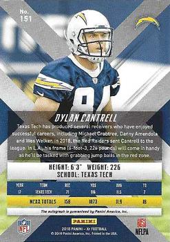 2018 Panini XR - Rookie Autographs #151 Dylan Cantrell Back