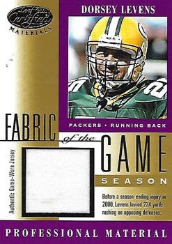 2001 Leaf Certified Materials - Fabric of the Game Gold #FG-119 Dorsey Levens Front