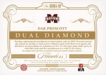 2018 Panini Flawless Collegiate - Dual Diamond Memorabilia Autographs #DDMA-DP Dak Prescott Back