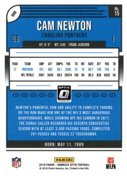 2018 Donruss Optic #15 Cam Newton Back