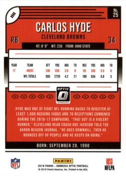 2018 Donruss Optic #25 Carlos Hyde Back
