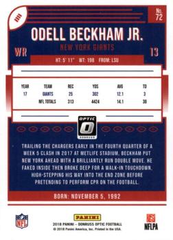 2018 Donruss Optic #72 Odell Beckham Jr. Back