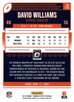 2018 Donruss Optic #125 David Williams Back