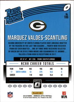 2018 Donruss Optic #186 Marquez Valdes-Scantling Back