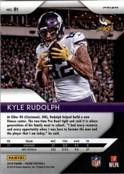 2018 Panini Prizm - Prizm Red White and Blue #81 Kyle Rudolph Back