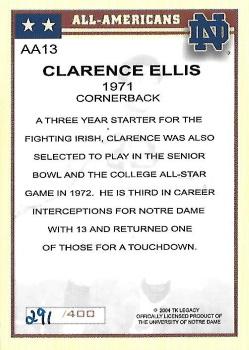 2003-09 TK Legacy Notre Dame Fighting Irish - All-American #AA13 Clarence Ellis Back