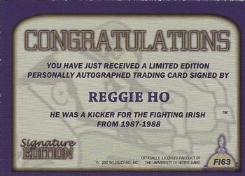 2003-09 TK Legacy Notre Dame Fighting Irish - Fighting Irish Signature Edition #FI63 Reggie Ho Back