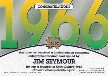 2003-09 TK Legacy Notre Dame Fighting Irish - National Championship Autographs #1966C Jim Seymour Back