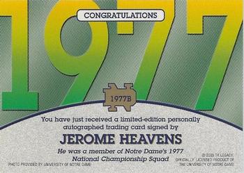 2003-09 TK Legacy Notre Dame Fighting Irish - National Championship Autographs #1977B Jerome Heavens Back