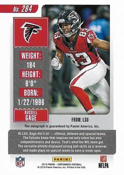 2018 Panini Contenders #284 Russell Gage Back