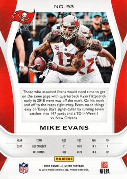 2018 Panini Limited #93 Mike Evans Back