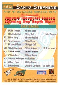 1994 Stadium Club - Expansion Team Jacksonville Jaguars Exchange #9 Santo Stephens Back